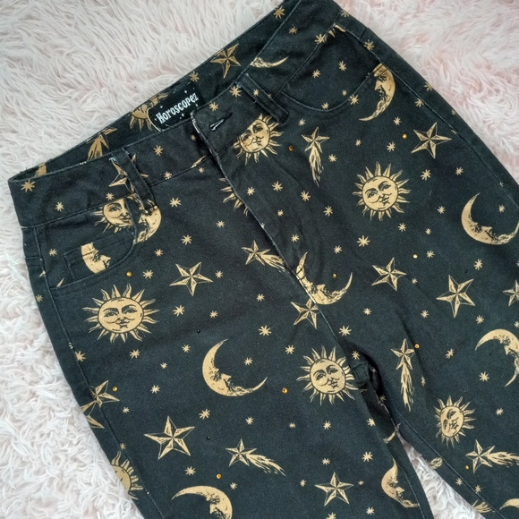 Dolls Kill Denim - Custom crystallized celestial dolls kill horoscopez jeans! Sun moon & stars